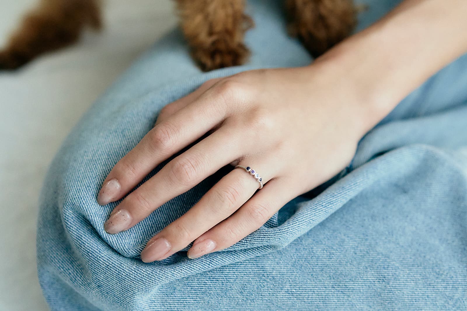 K18 ストーン4ピース<br>へその緒マムリング