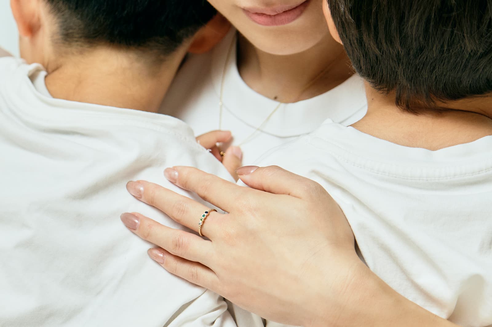 シルバー ストーン4ピース<br>へその緒マムリング