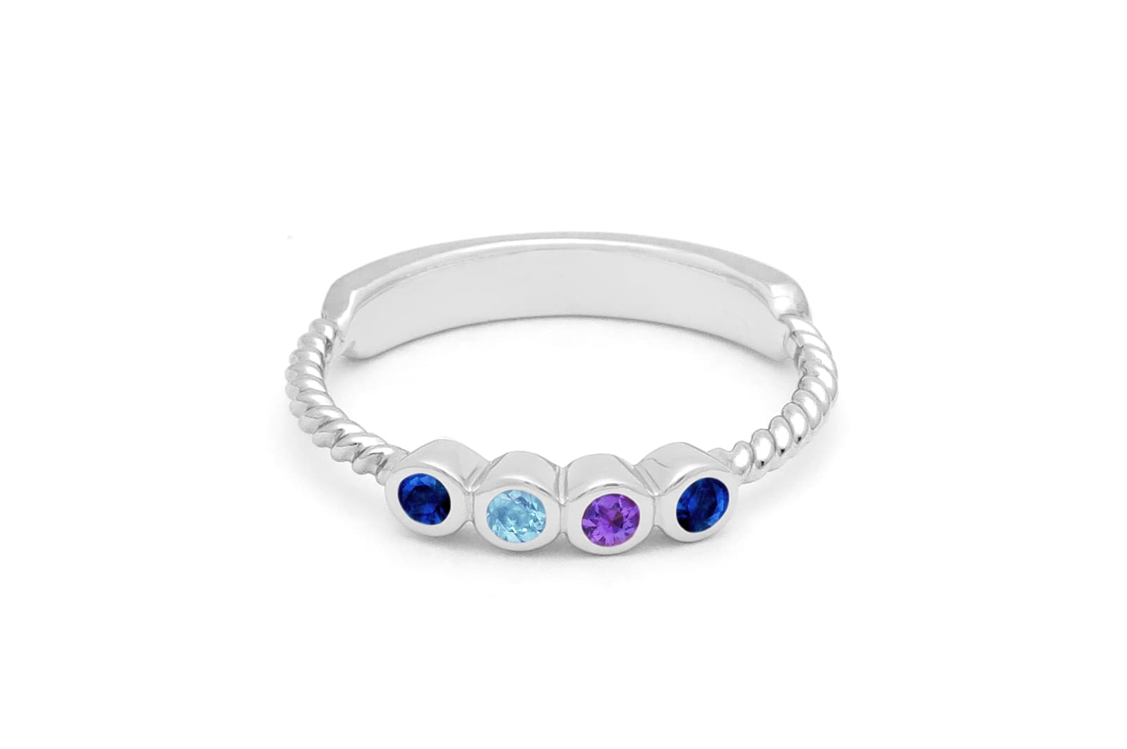 シルバー ストーン4ピース<br>へその緒マムリング