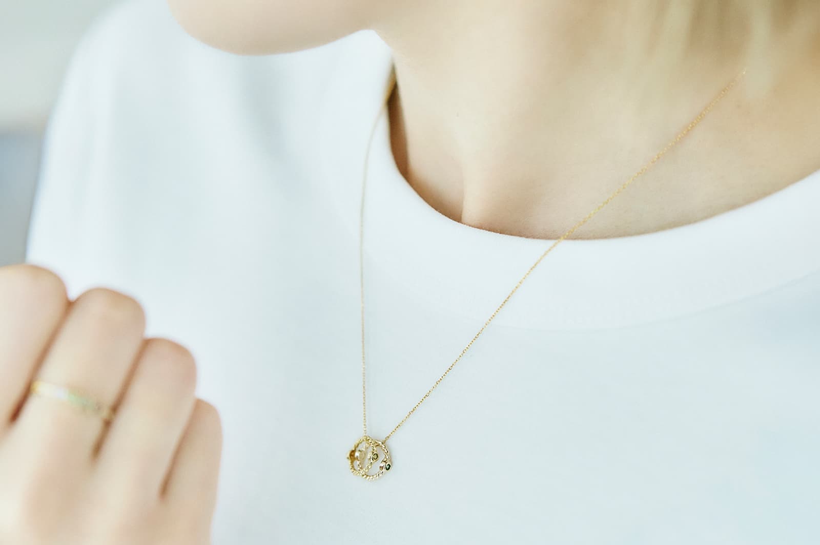 純プラチナサークルスリーリングペンダントトップ付きプラチナチェーンネックレス プラチナ<br>チェーンネックレス | アンビリカルコード