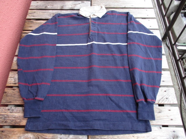 USED 90年頃 LL(BEAN)ビーン USA製 Rugby(ラガー)シャツ 紺エンジ