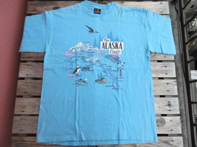 USED 90年 USA製 アラスカ アラスカコーストTシャツ サイズXL 水色