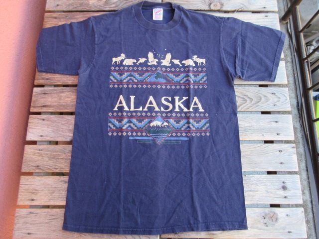 TENDERLOINスーベニアジャケット　アラスカ　tシャツ USED 90年代 【ALASKA】 アラスカ スーベニアTシャツ 紺 L tsh440