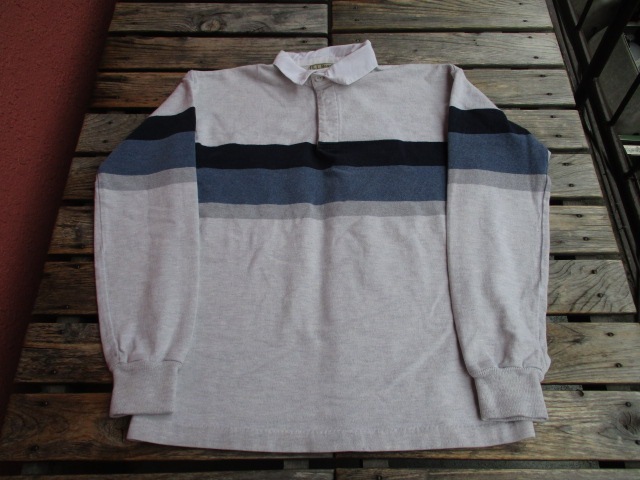 USED 90年代 LL(BEAN)ビーン USA製 Rugby(ラガー)シャツ アッシュ紺青