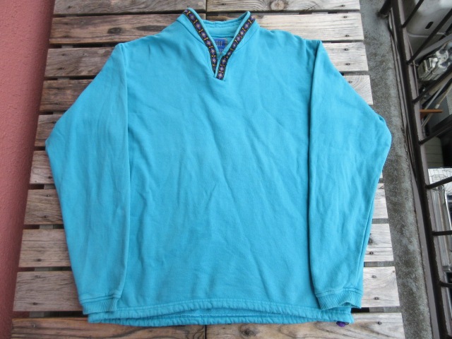 USED 90年代のUSA製 アルフ alf チロリアンスウェット ターコイズ系 S 