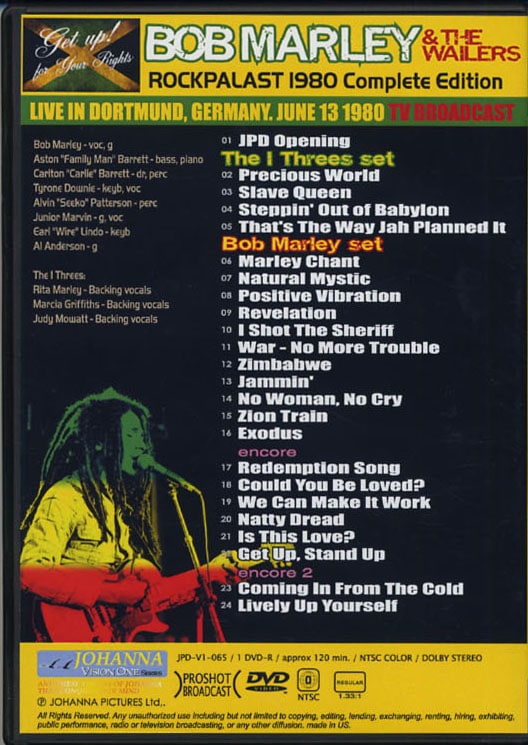 BOB MARLEY & THE WAILERS / ROCKPALAST 1980 (1DVD-R) JOHANNA VISION ONE / JPD-V1-065