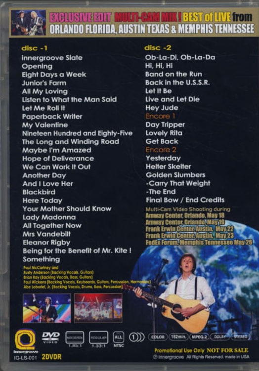 PAUL McCARTNEY / THE BEST OF TOUR 2013 US #1 (2DVD-R) INNERGROOVE