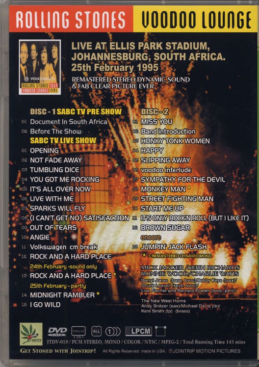 ROLLING STONES / JOHANNESBURG 1995 (2DVD-R) JOINTRIP / JTDV-019