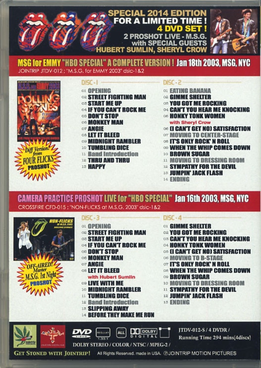 ROLLING STONES / TWO-FLICKS 2003 (4DVD-R) JOINTRIP / JTDV-012-S