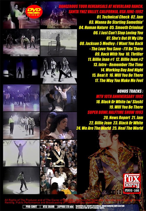MICHAEL JACKSON / DANGEROUS TOUR REHEARSALS 1992 (1DVD-R) FOXBERRY
