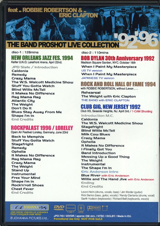 THE BAND / ON STAGE '92-'96 (2DVD-R) JOHANNA / JPD-745