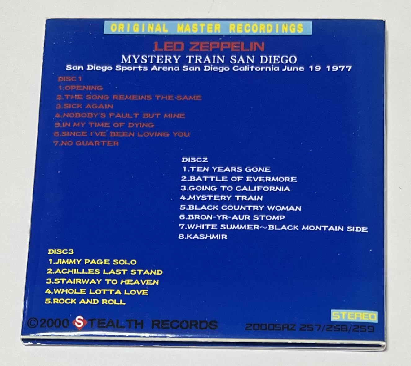 LED ZEPPELIN / MYSTERY TRAIN SAN DIEGO (3CD-R) STEALTH RECORDS