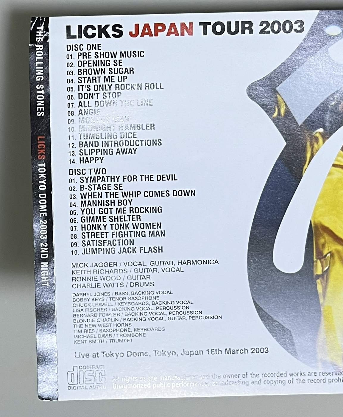 ROLLING STONES / LICKS TOKYO DOME 2003 2ND NIGHT (2CD) NO LABEL