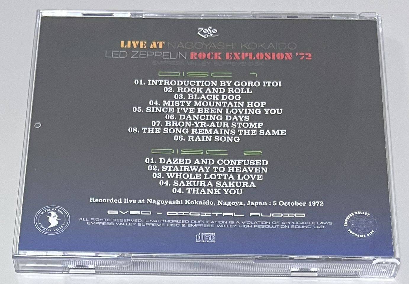 LED ZEPPELIN / ROCK EXPLOSION '72: LIVE AT NAGOYASHI KOKAIDO (2CD) EMPRESS VALLEY SUPREME DISK / EVSD-691/692
