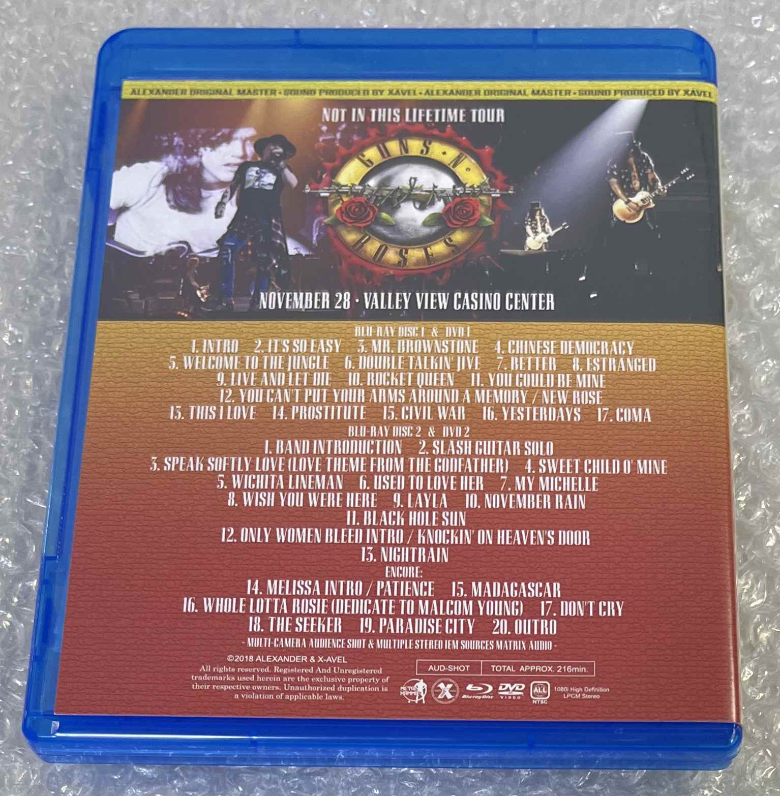 GUNS N' ROSES / NOT IN THIS LIFETIME... VALLEY VIEW CASINO CENTER, SAN DIEGO 2017 FILM (2BDR+2DVDR) ALX-BD-070