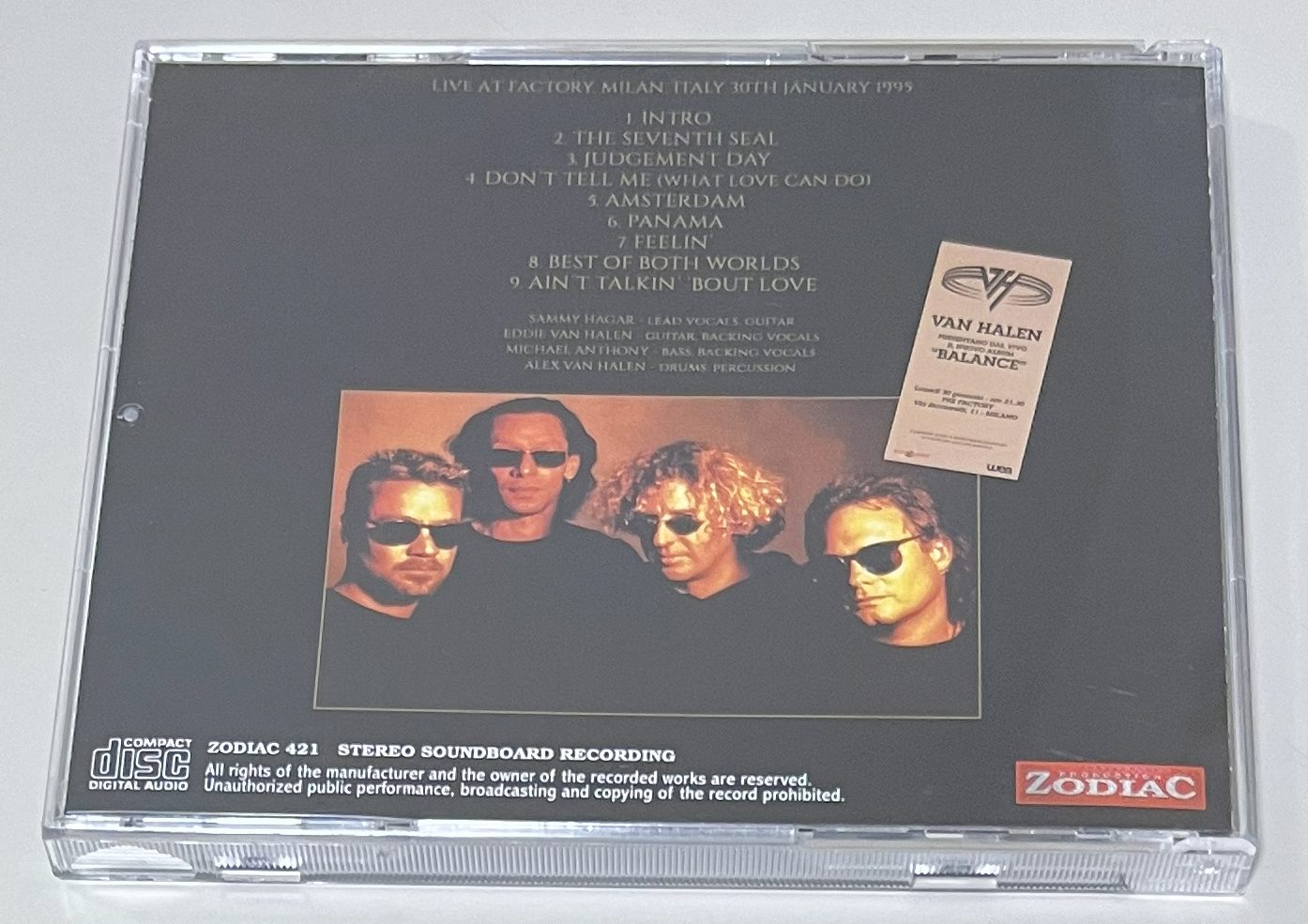 VAN HALEN / MILAN 1995 (1CD) ZODIAC 421