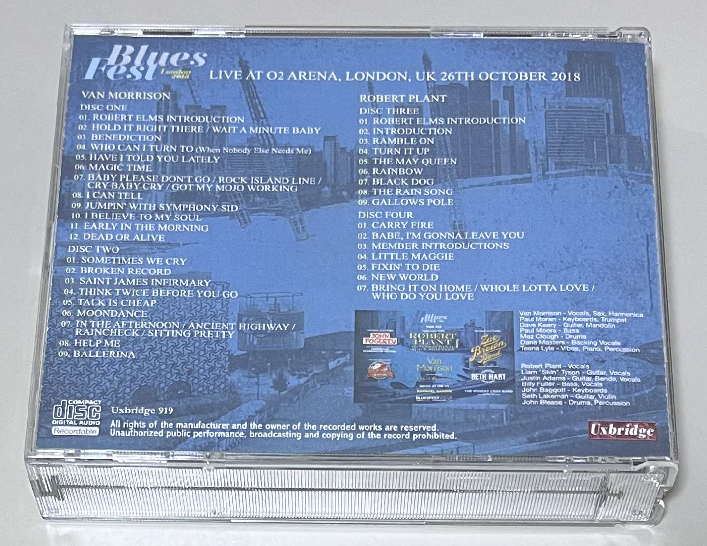 ROBERT PLANT & VAN MORRISON / BLUESFEST LONDON 2018 (4CD-R) UXBRIDGE 919