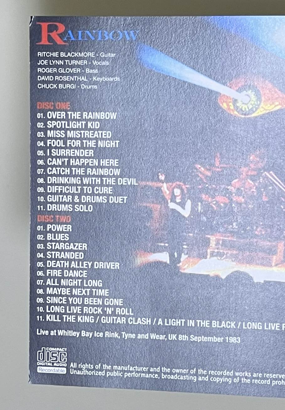 RAINBOW / WHITLEY BAY 1983 (2CD-R) GIFT TITTLE