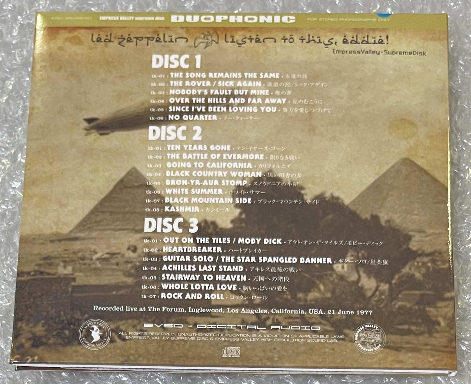 LED ZEPPELIN / LISTEN TO THIS, EDDIE!ֲԤξ(3CD) EMPRESS VALLEY SUPREME DISC / EVSD-465/466/467