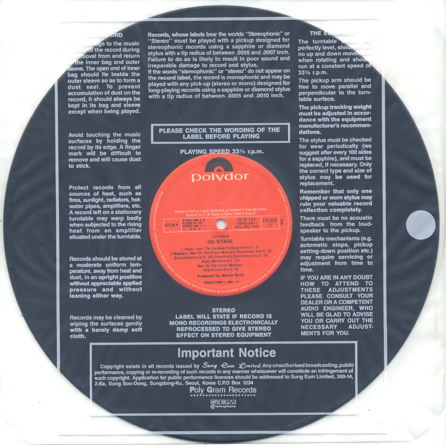 RAINBOW / ON STAGE (2LP) POLYDOR / SEL-RG 744