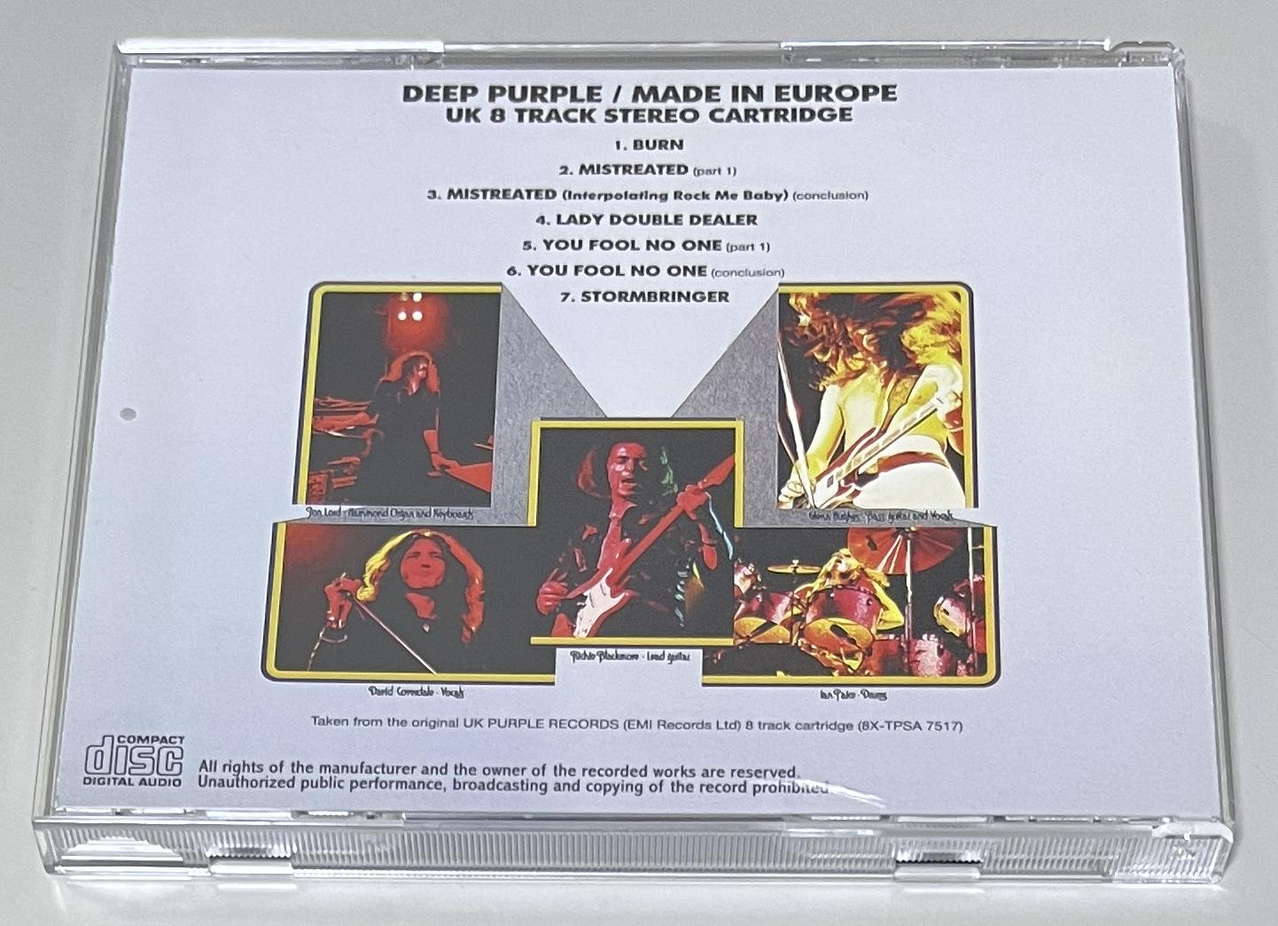 DEEP PURPLE / MADE IN EUROPE: UK 8 TRACK STEREO CARTRIDGE (1CD) NO LABEL