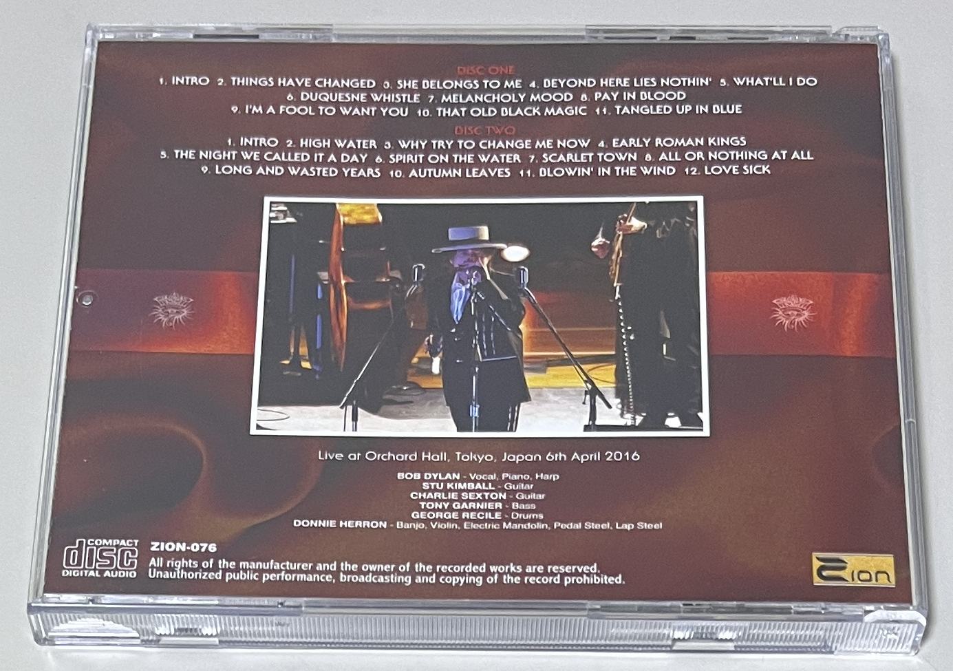 BOB DYLAN / TOKYO 2016 3RD NIGHT (2CD) ZION-076