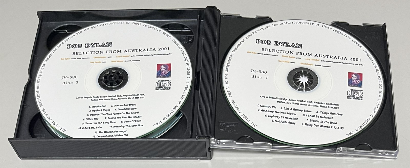 BOB DYLAN / SELECTION FROM AUSTRALIA 2001 (4CD-R) JM5-580