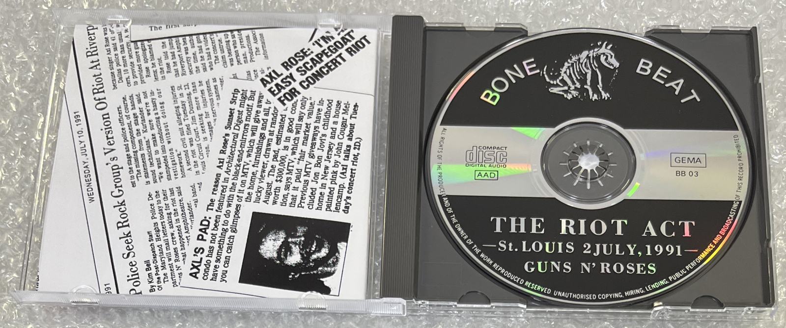 GUNS N' RSOSES / THE RIOT ACT (1CD) BONE BEAT RECORDS / BB-03