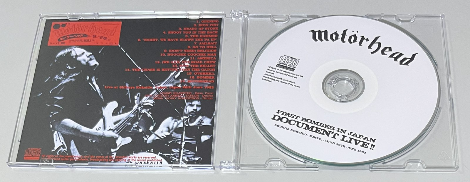 MOTORHEAD / FIRST BOMBER IN JAPAN: DOCUMENT LIVE!! (1CD-R) GIFT TITTLE