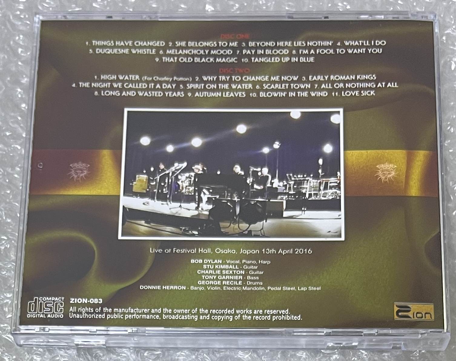 BOB DYLAN / OSAKA 2016 FINAL NIGHT (2CD) ZION-083