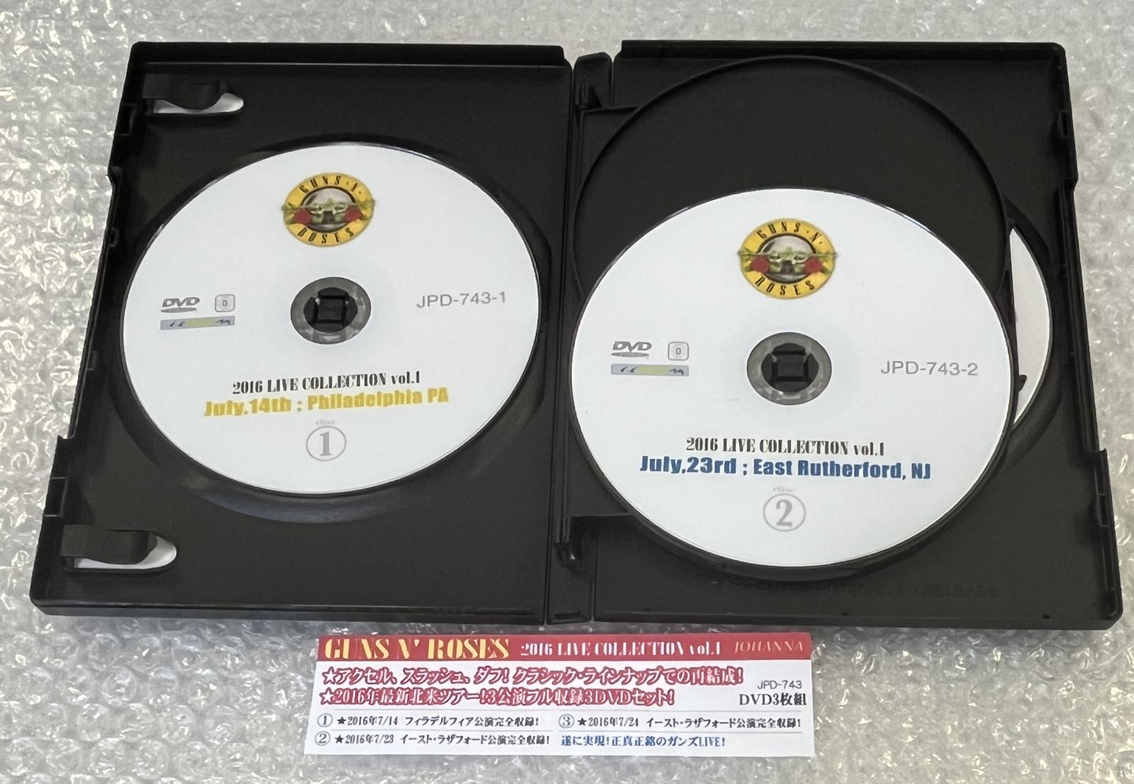 GUNS N' ROSES / 2016 LIVE COLLECTION VOL.1 3-DISC DVD PACK (3DVD-R) JOHANNA / JPD-743