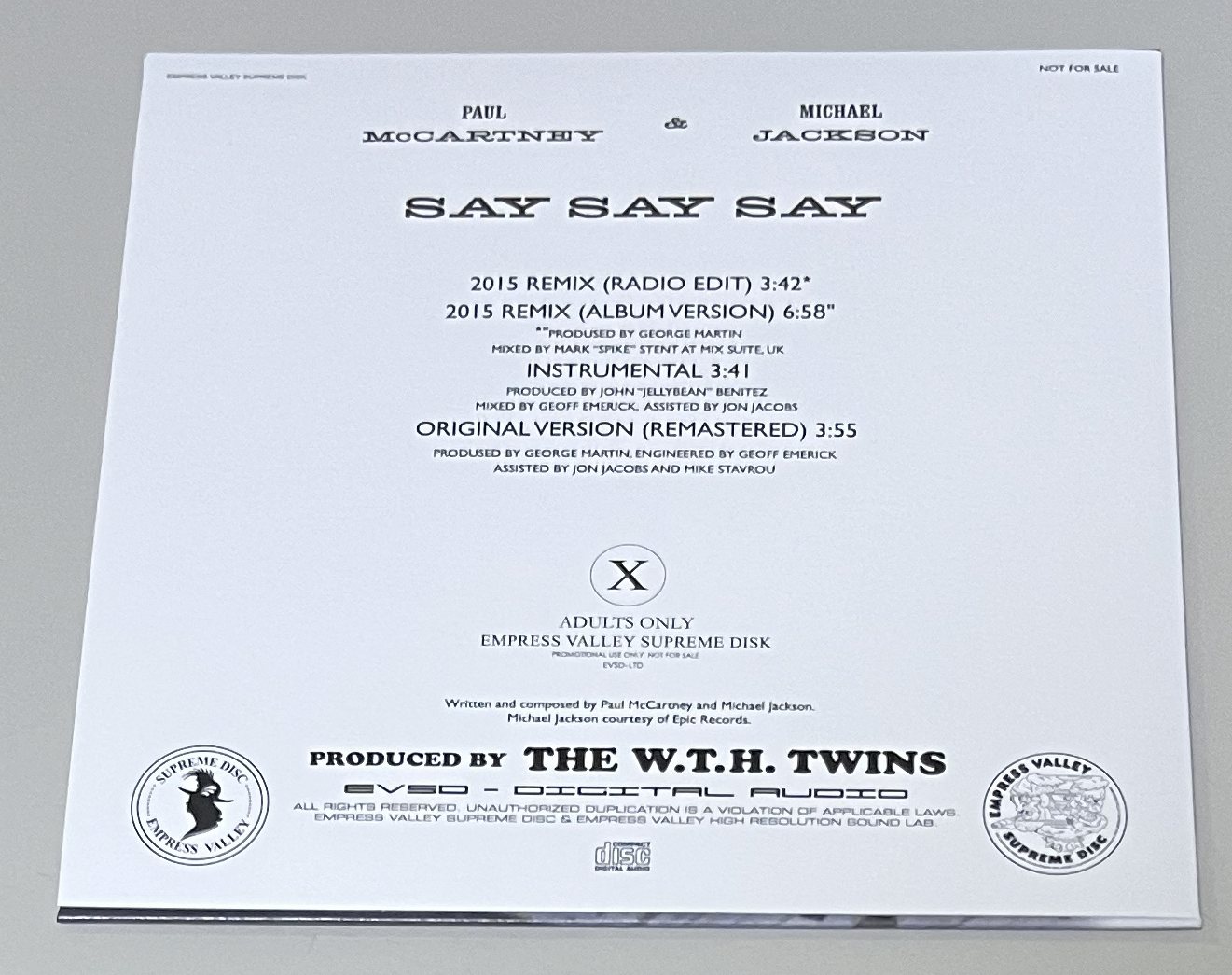 PAUL McCARTNEY & MICHAEL JACKSON / SAY SAY SAY (1CD) EMPRESS VALLEY SUPREME DISC / EVSD-PRO