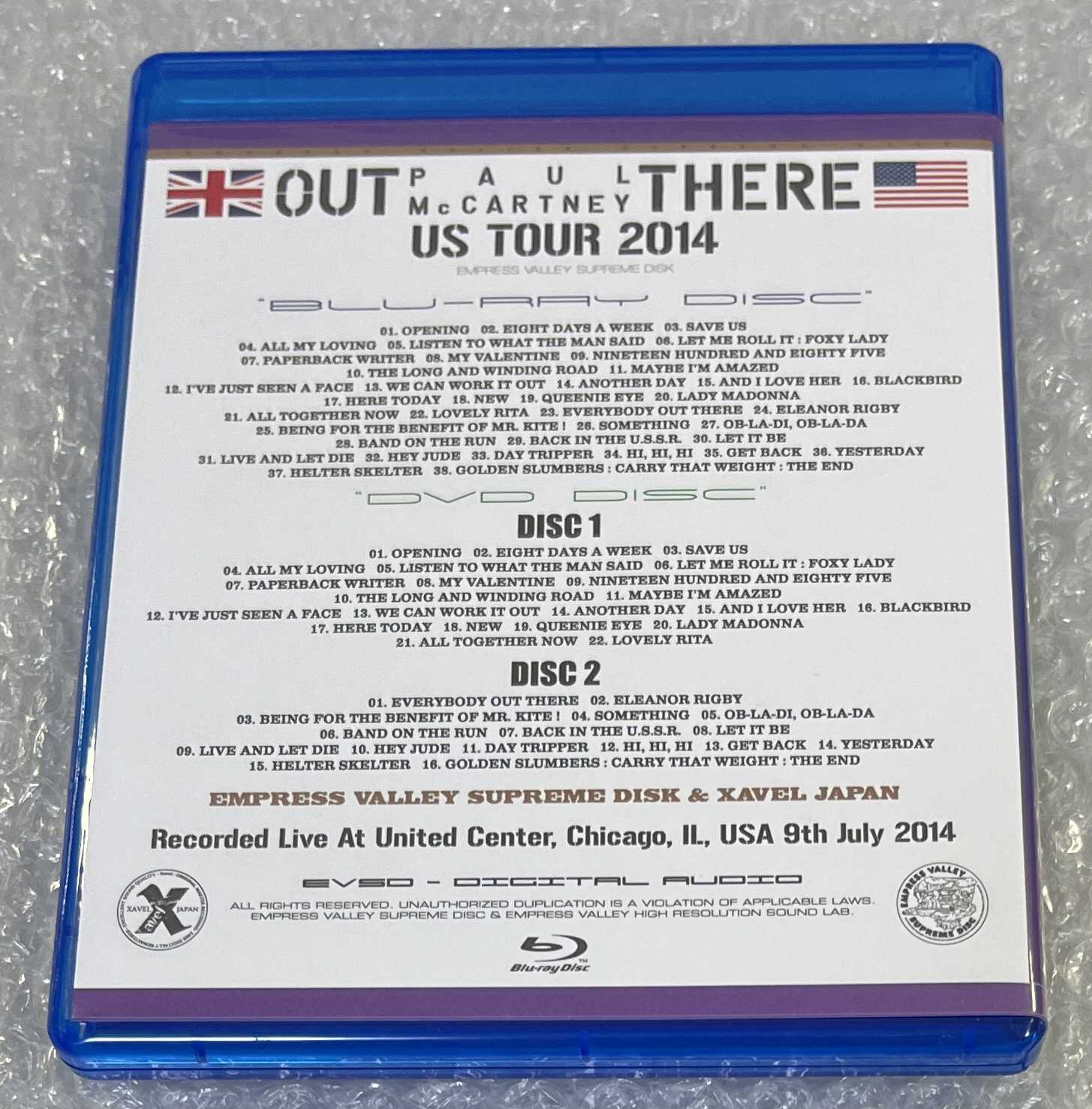 PAUL McCARTNEY / OUT THERE US TOUR 2014: WELCOME TO CHICAGO PAUL! (2DVD+1BDR) EMPRESS VALLEY SUPREME DISC