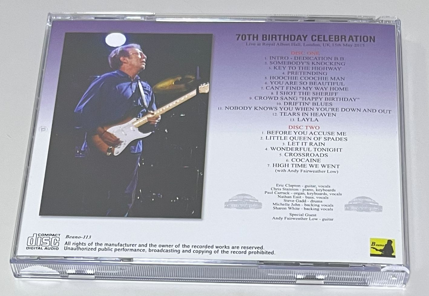 ERIC CLAPTON / ROYAL ALBERT HALL 2015 2ND NIGHT + ROYAL ALBERT HALL 2015 2ND NIGHT: THE VIDEO (2CD+1DVDR) BEANO-113