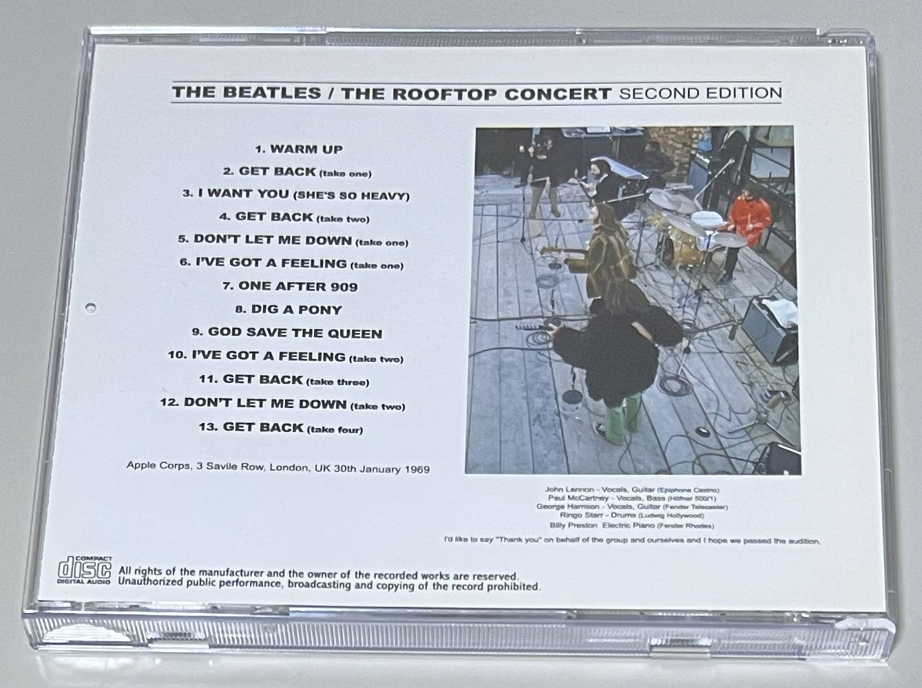 BEATLES / THE ROOFTOP CONCERT: SECOND EDITION (1CD) NO LABEL