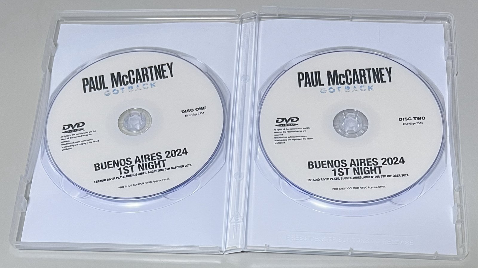 PAUL McCARTNEY / BUENOS AIRES 2024 1ST NIGHT (2DVD-R) UXBRIDGE 2333