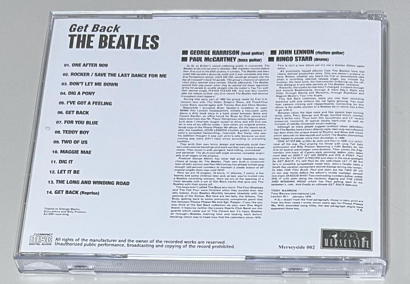 BEATLES / GET BACK with LET IT BE and 11 OTHER SONGS (2CD) MERSEYSIDE 002