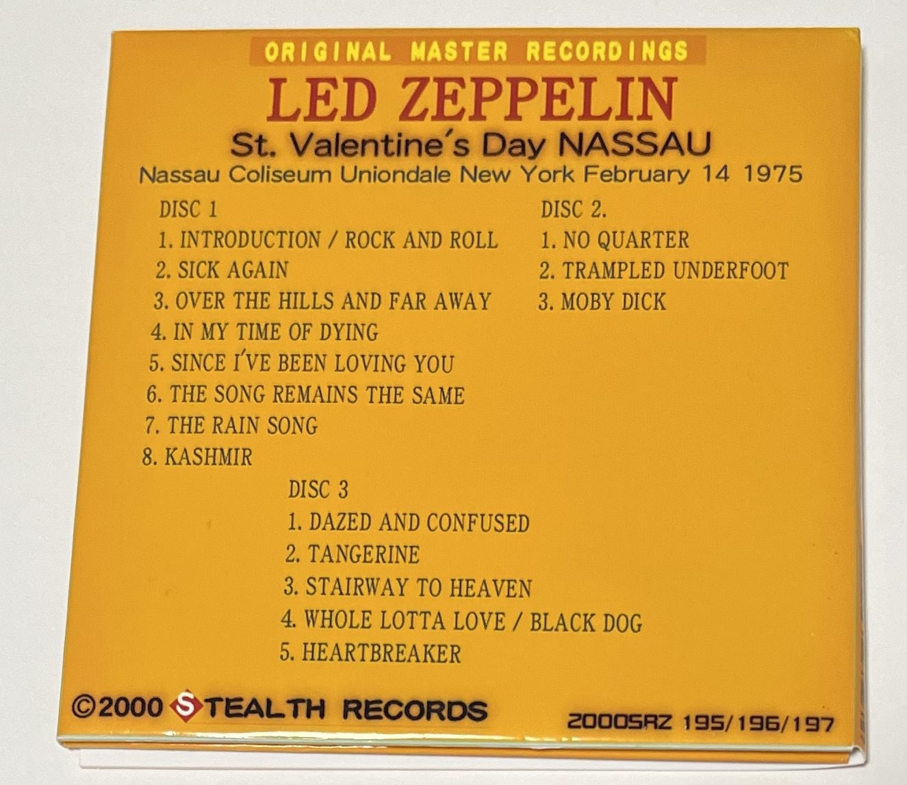 LED ZEPPELIN / ST. VALENTINE'S DAY NASSAU (3CD-R) STEALTH RECORDS