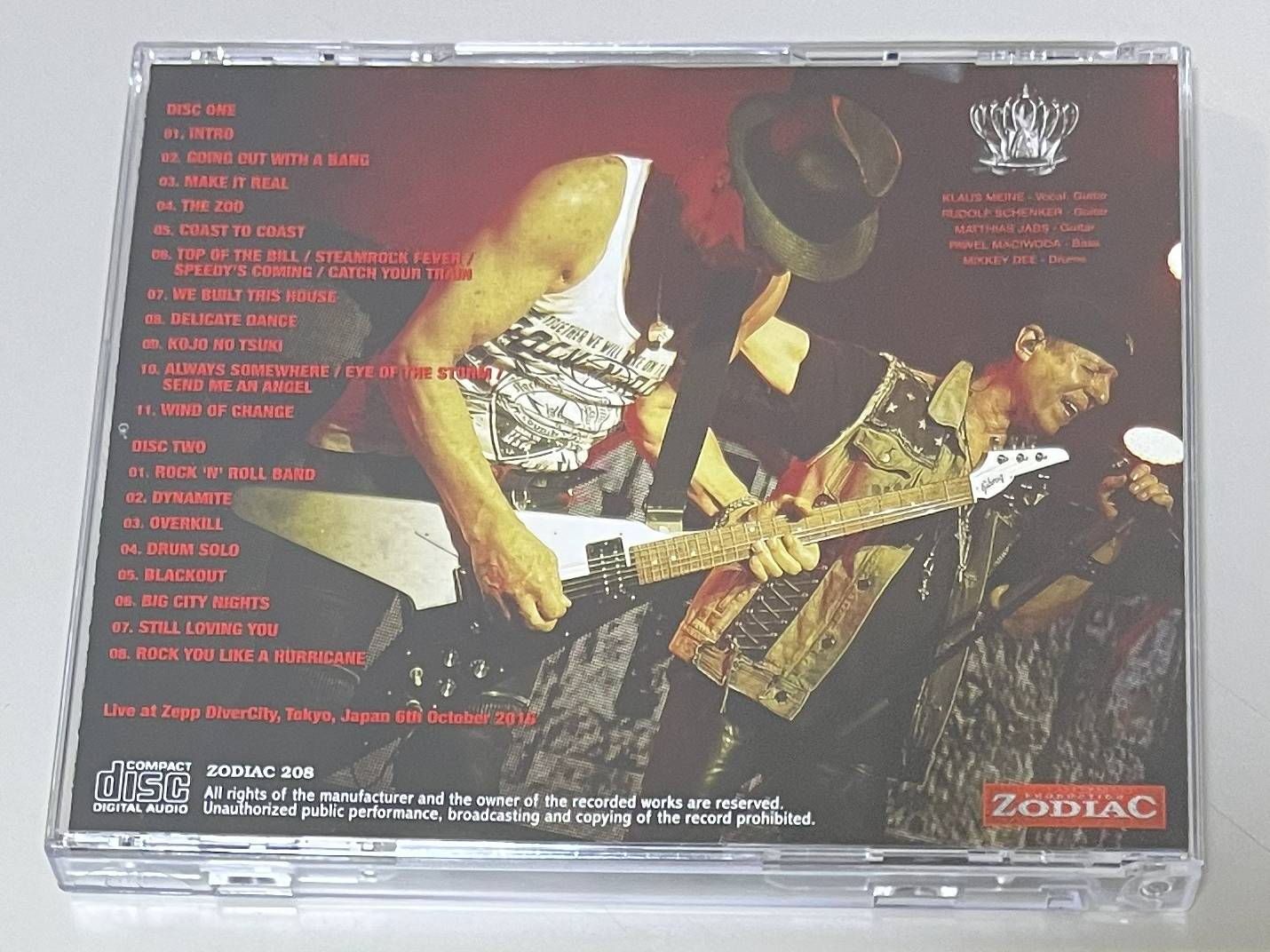 SCORPIONS / TOKYO 2016 (2CD) ZODIAC 208