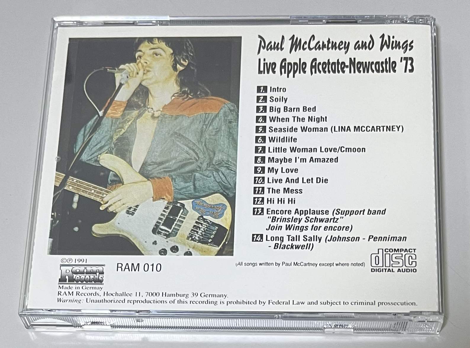 PAUL McCARTNEY & WINGS / LIVE APPLE ACETATE - NEWCASTLE '73 (1CD) RAM RECORDS / RAM 010