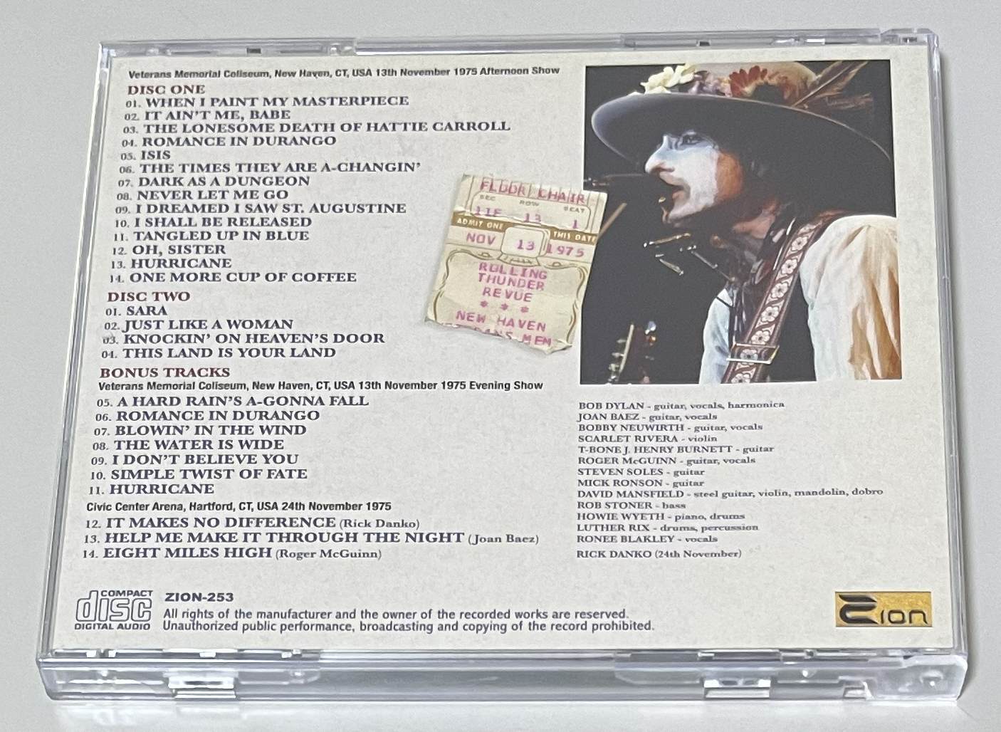 BOB DYLAN & THE ROLLING THUNDER REVUE / NEW HAVEN 1975 REVISITED (2CD) ZION-253