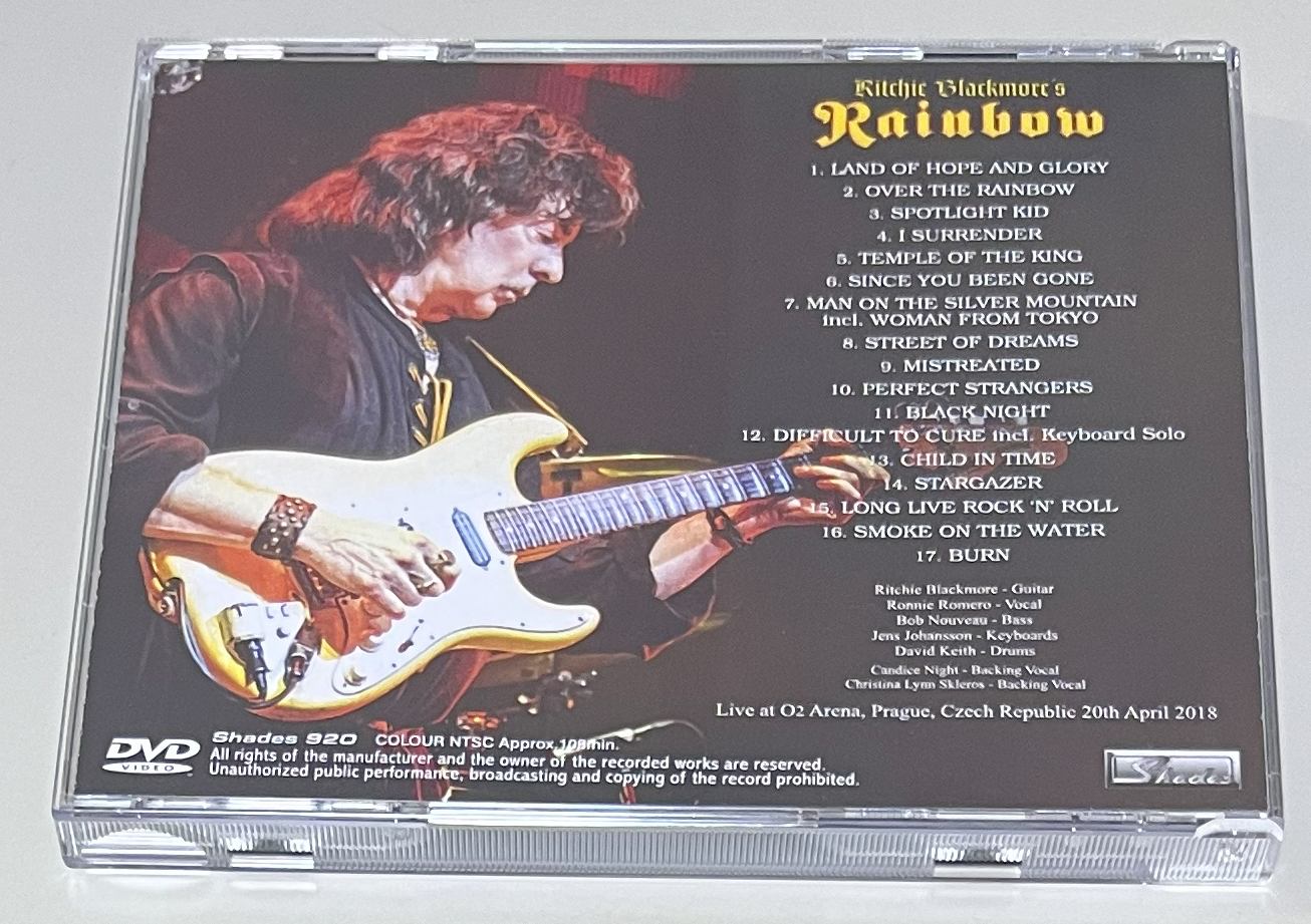 RITCHIE BLACKMORE'S RAINBOW / PRAGUE 2018 MULTI CAM MIX (1DVD-R) SHADES 920