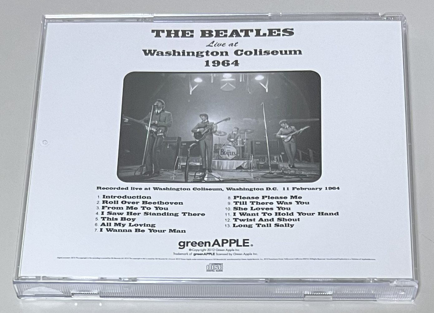 BEATLES / LIVE AT WASHINGTON COLISEUM 1964 (1CD) GREENAPPLE