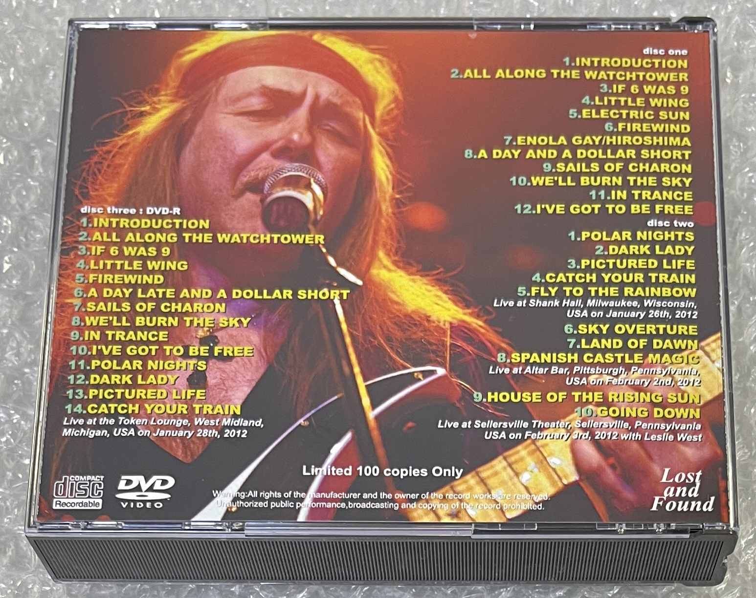 ULI JON ROTH / USA TOUR 2012 (2CDR+1DVDR) LOST AND FOUND / LAF1433/1434/1435