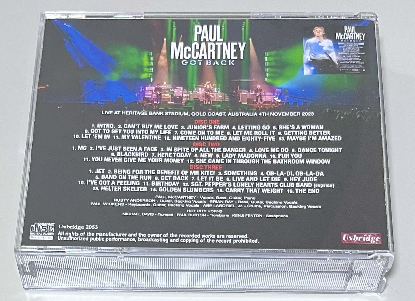 PAUL McCARTNEY / GOLD COAST 2023 (3CD-R) UXBRIDGE 2053