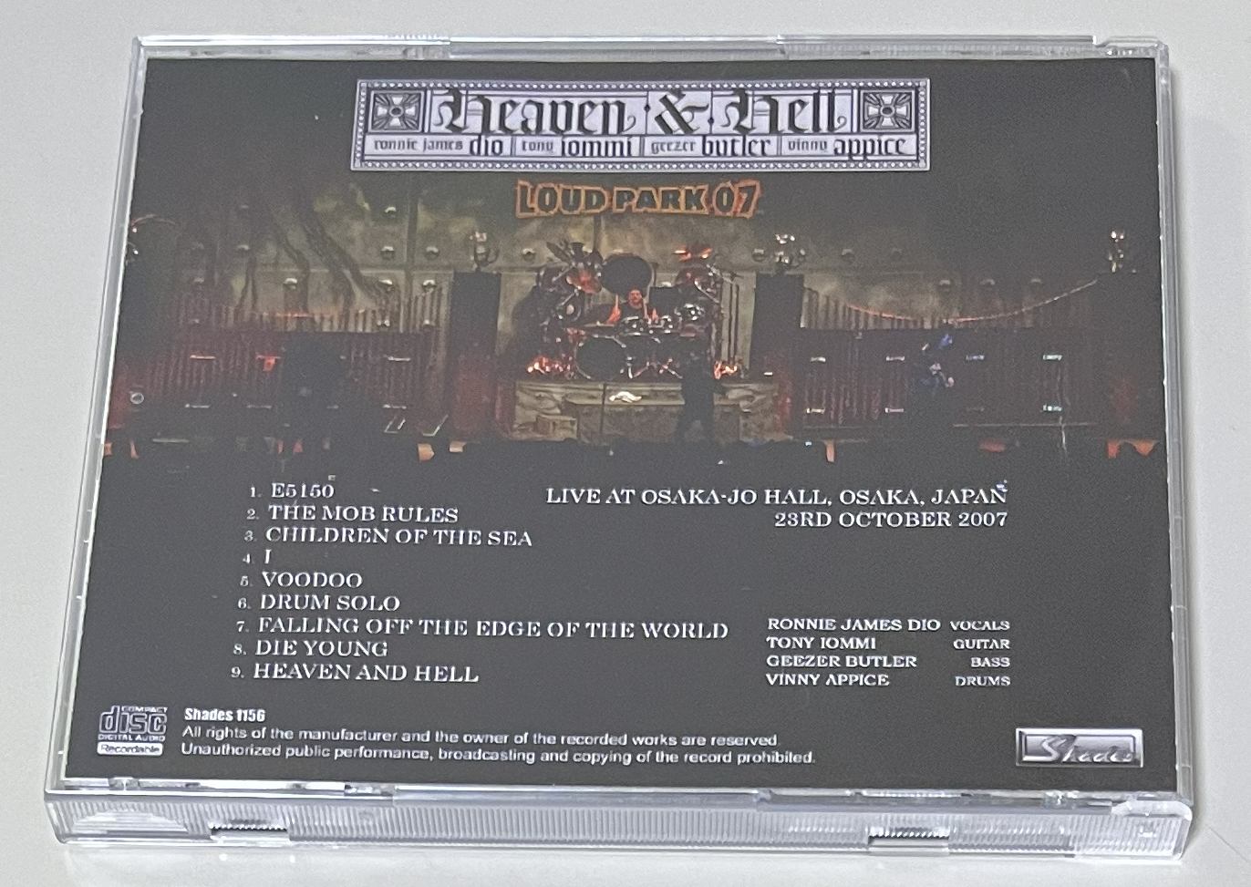 HEAVEN & HELL / LOUD PARK 07 OSAKA (1CD-R) SHADES 1156