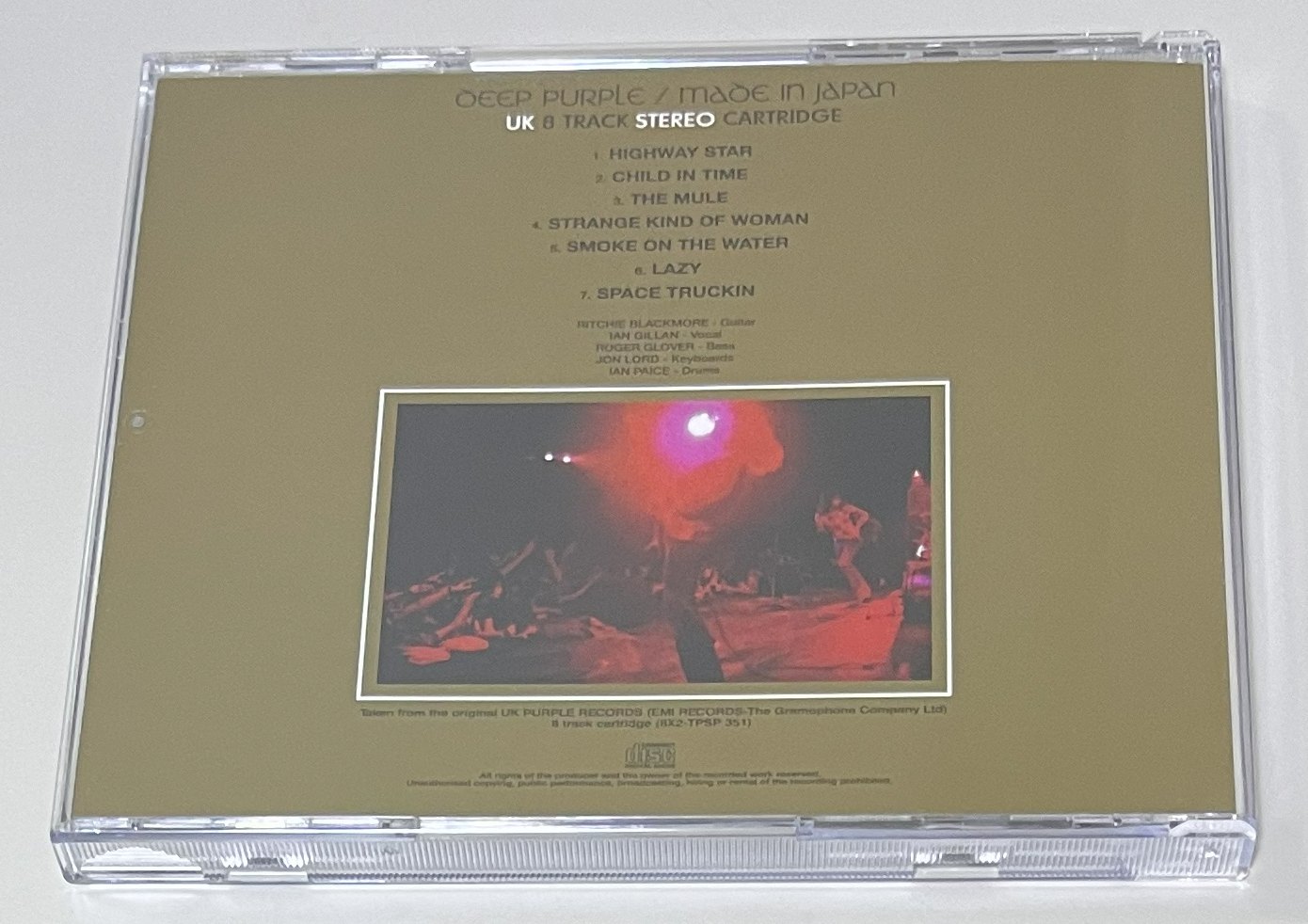 DEEP PURPLE / MADE IN JAPAN: UK 8 TRACK STEREO CARTRIDGE (1CD) NO LABEL