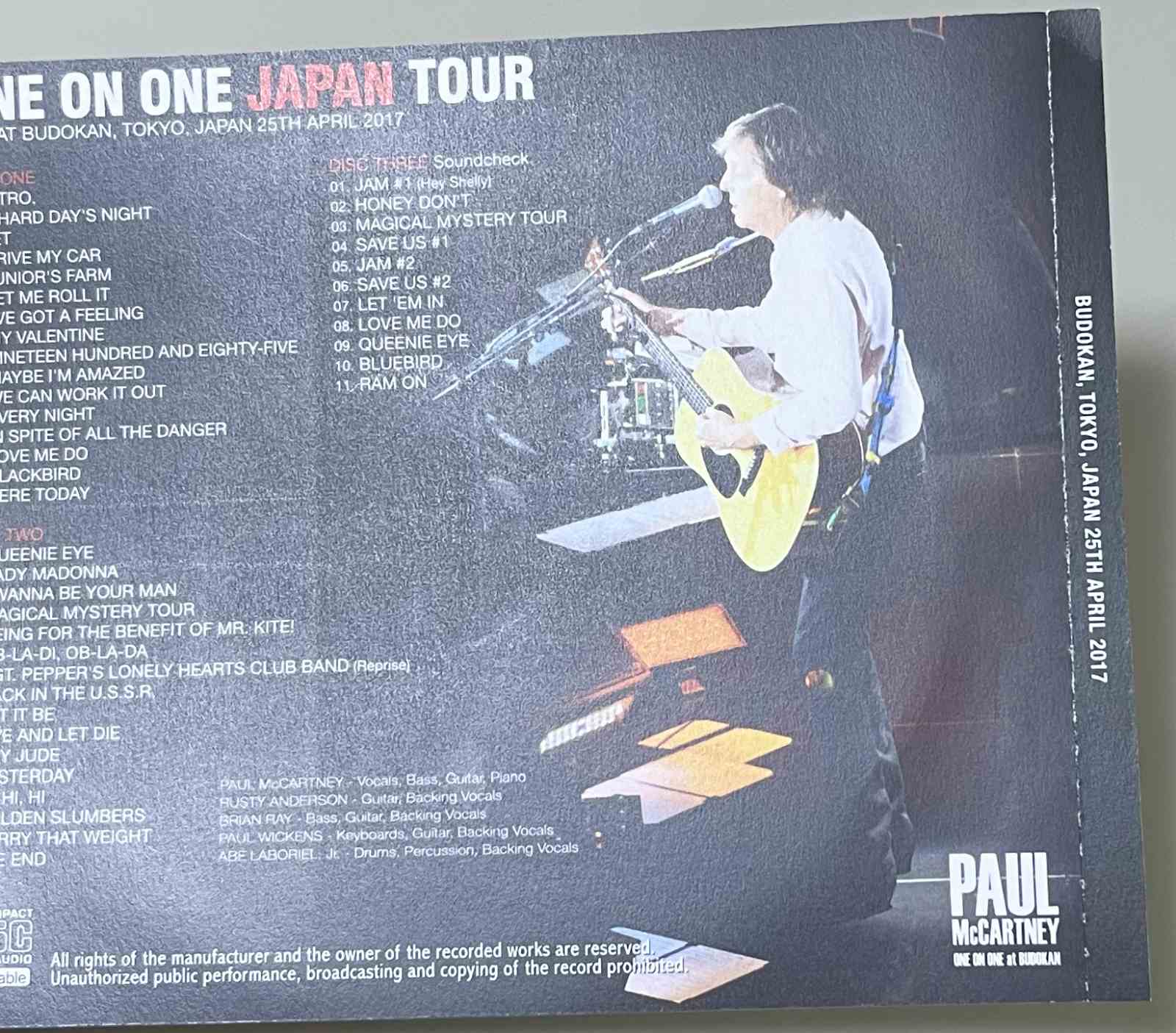 PAUL McCARTNEY / BUDOKAN 2017: IN EAR MONITOR RECORDING (3CD-R) NO LABEL