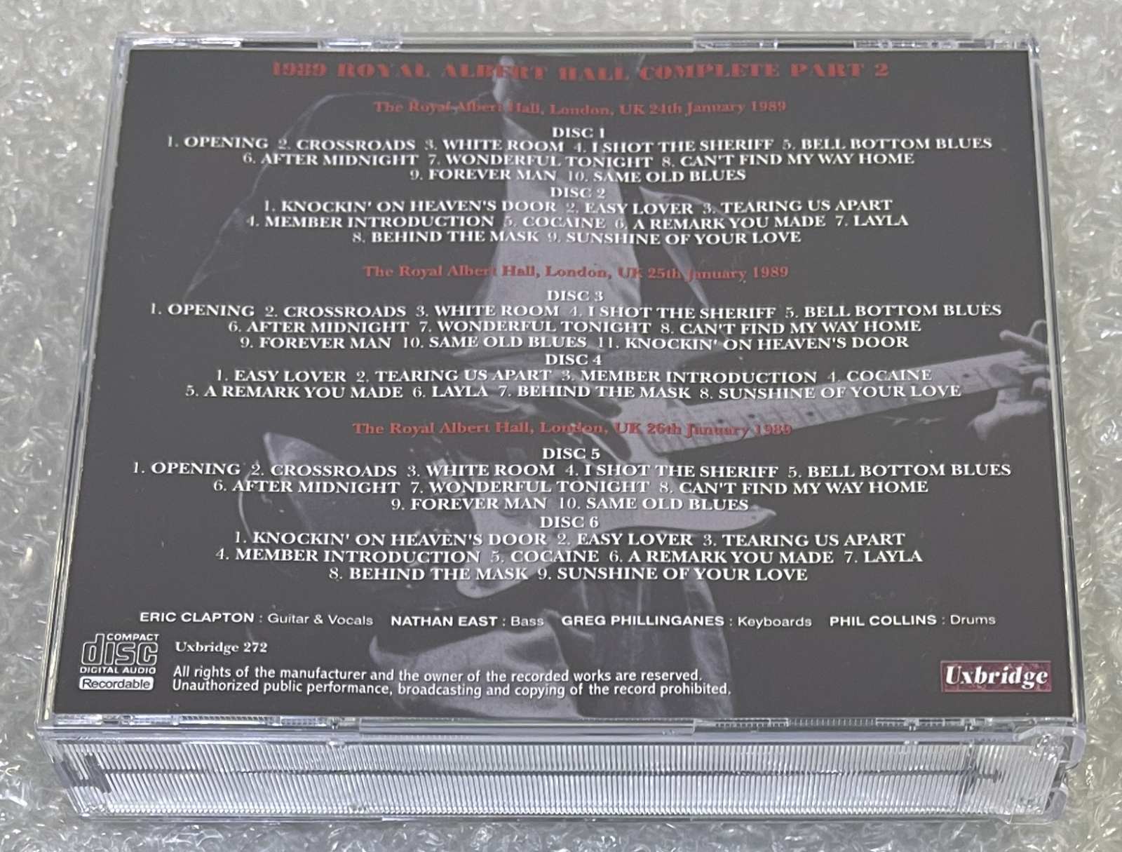 ERIC CLAPTON / 1989 RAH COMPLETE PT.2 (6CD-R) UXBRIDGE 272