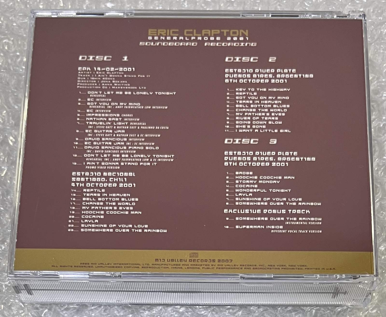 ERIC CLAPTON / GENERALPROBE 2001 (3CD) MID VALLEY RECORDS / MVR